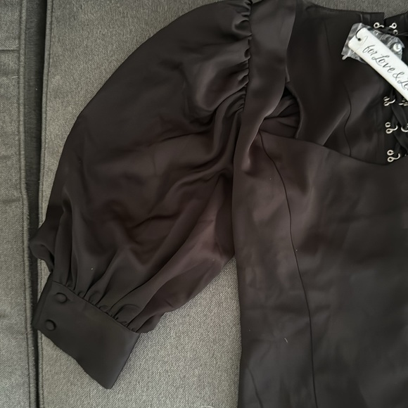 For Love & Lemons black satin puff sleeve corset top🖤 size Small NWT - Picture 4 of 8